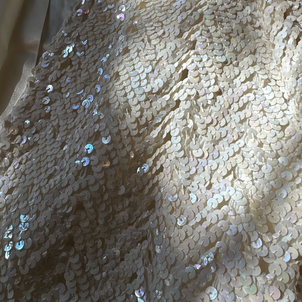 Grace Elements Cream Sequin Open Jacket With Blac… - image 4